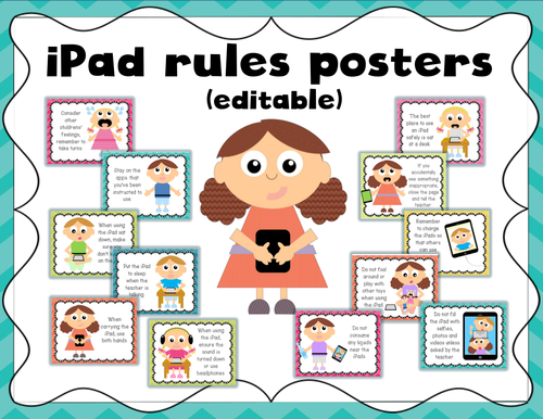 IPad rules printable posters (editable)