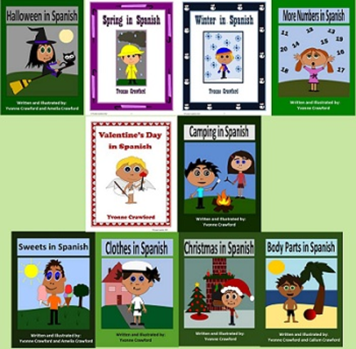Spanish for Kids 2 - Bundle of 10 Spanish booklets - wks, games, etc.