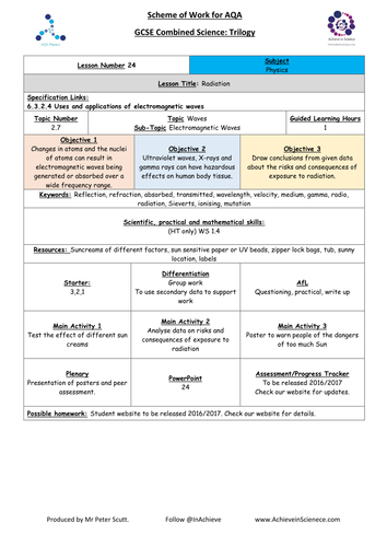 NEW Lesson 24 Radiation (09/2016) Physics Combined Science Trilogy (AQA) – Paper 2