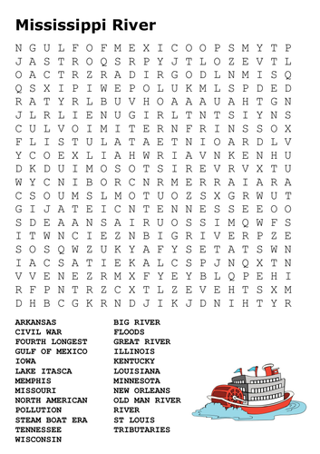 Mississippi River Word Search