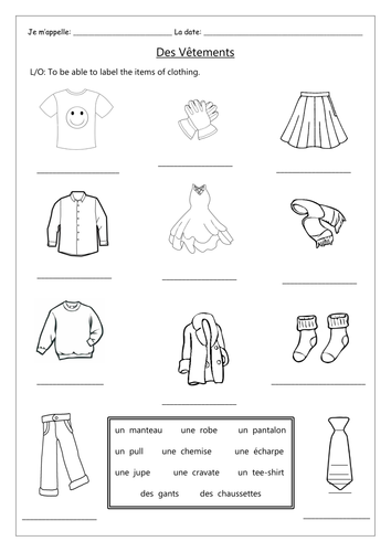 french clothing des vetements ks2 worksheets teaching resources