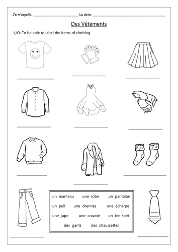 FRENCH - CLOTHING - Des Vêtements KS2 - Worksheets