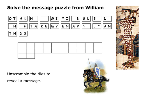 William the Conqueror Message Puzzle Teaching Resources William the Conqueror Message Puzzle Teaching Resources