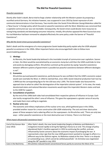 Cold War; Khrushchev & Peaceful Coexistence