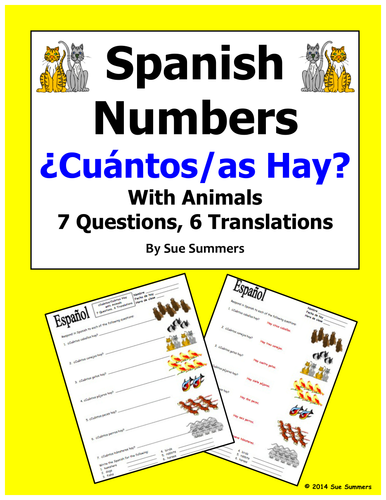 Spanish Numbers and Animals Worksheet - Cuantos Hay