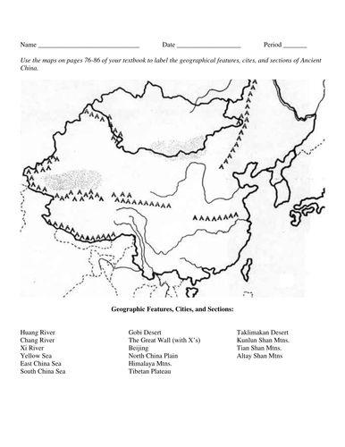 Ancient China Map Worksheet Ancient China/ Huang He  Yellow River Valley  3 different Map 