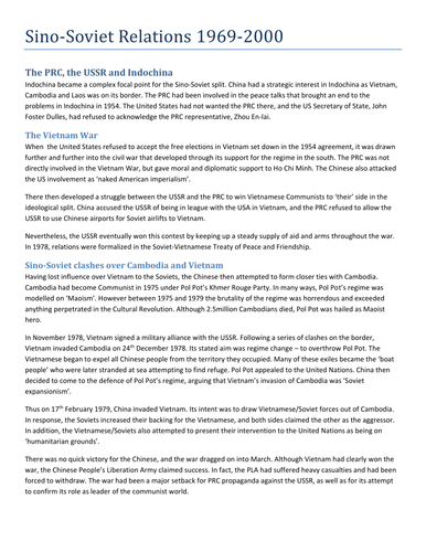 Cold War; Sino-Soviet Relations (Ping Pong Diplomacy & Sino-US Relations 1969-1976)