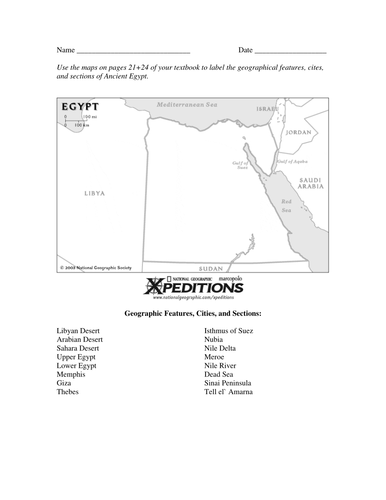 Nile River Valley Ancient Egypt 3 Different Map Worksheets With