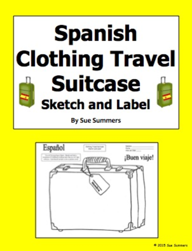 Spanish Clothing Travel Suitcase Sketch and Label and Vocabulary - La Ropa