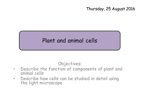B2.1 Plant and animal cells Year 11 Edexcel GCSE Additional Science - Biology