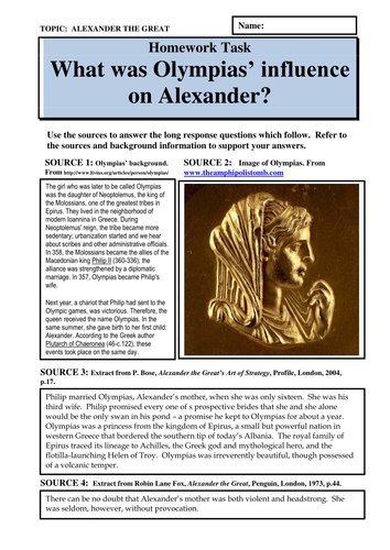 What was Olympias' influence on Alexander the Great?