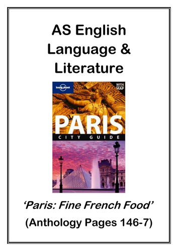 AS English Language and Literature Paris Anthology: 'Fine French Food'