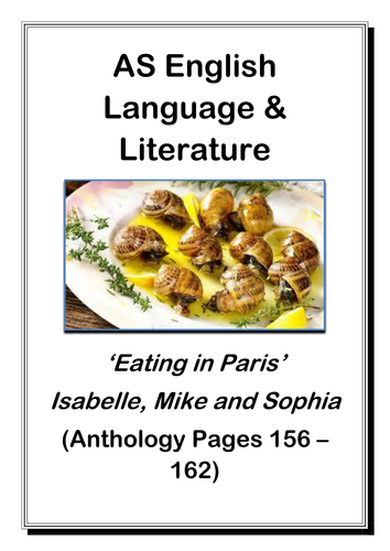 AS English Language and Literature: Paris Anthology Text Activity