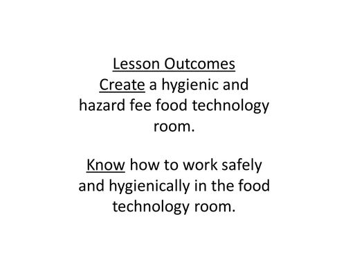 Year 7 Food Technology Lesson One