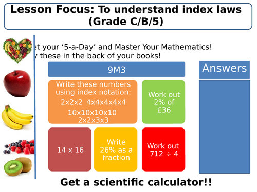 Index Laws Worksheet by annamarchbank - Teaching Resources - TES