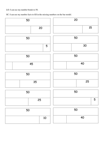 year 1 number bonds to 50 differentiated worksheets new