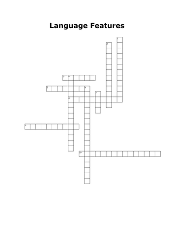 Language Features Crossword Using Examples