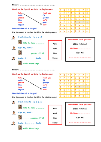 KS3 Spanish starter - basic greetings