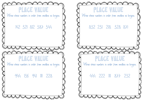 ks2 year 3 4 place value ordering three digit