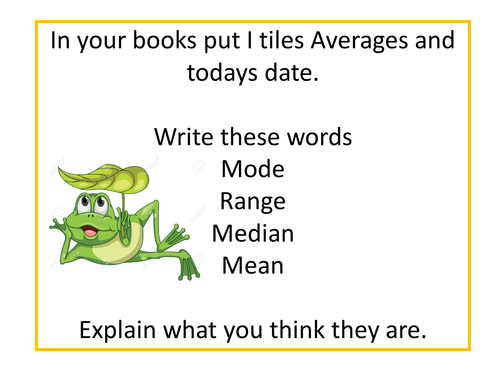 Averages Lesson for Low Ability Year 7