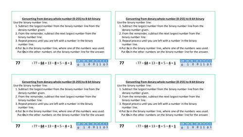 Data Representation: Denary to Binary