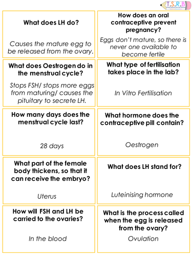 Hormones Question and Answer Cards Plus Revision Cards (B1)