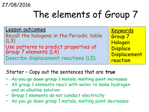 C2 1.4 The elements of Group 7