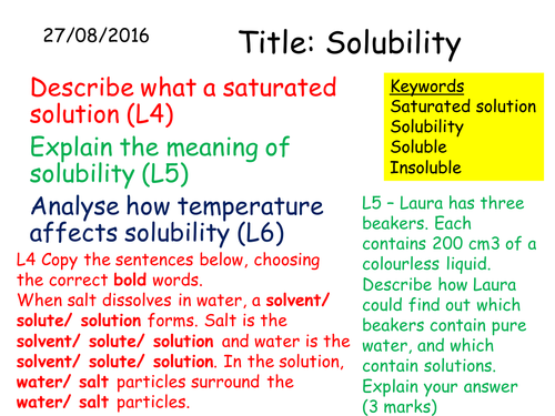 C2 2.3 Solubility