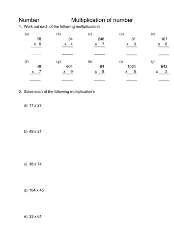 Multiplication of Number