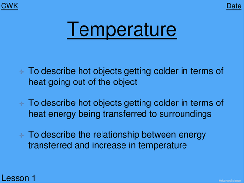 What is Temperature? Year 8 KS3 Physics Lesson