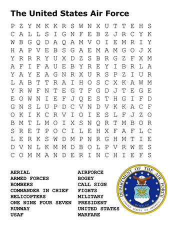 US Airforce Word Search Pack