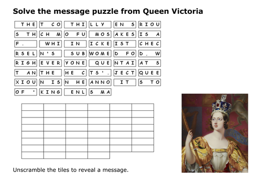 Solve the message puzzle from Queen Victoria