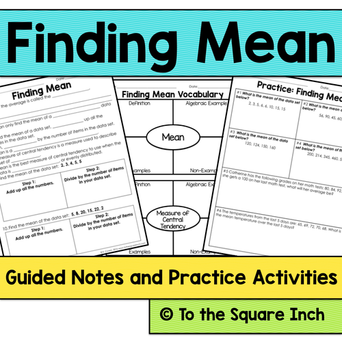 Finding mean notes teaching resources