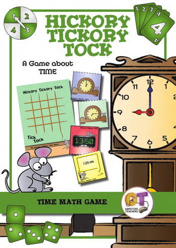 Hickory Tickory Tock - Math Time Game - Self Correcting, Analog and Digital Time (12 hour, 24 hour)