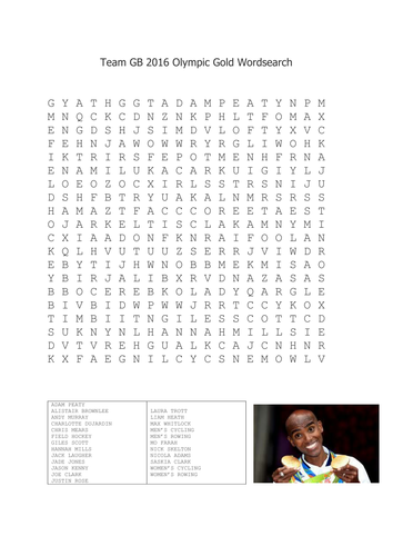 Team GB Olympic Gold Wordsearch