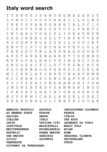 Italy word search
