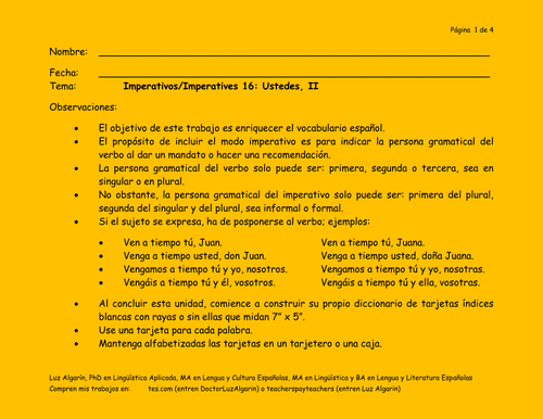 Imperativos/Imperatives 16: Ustedes II