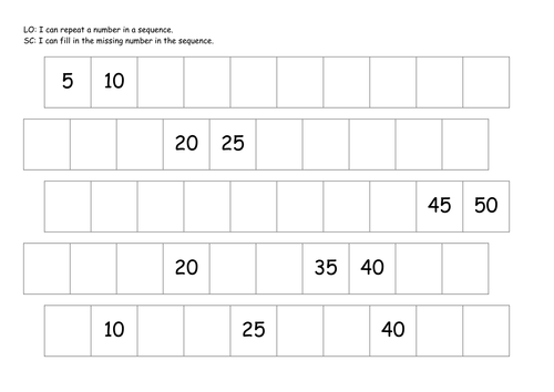 year 1 2 repeating number patterns counting in 5s