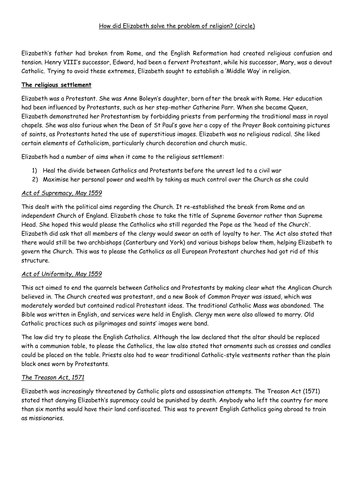 Elizabeth's religious settlement