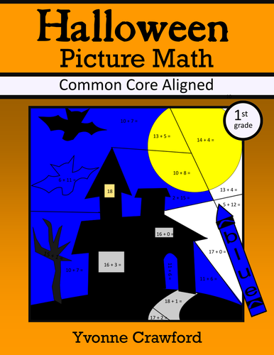 Halloween Common Core Picture Math (first grade) Color by Number