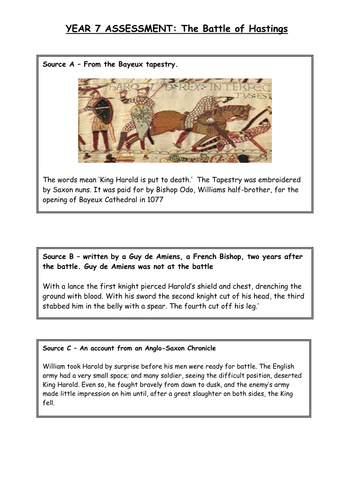 norman conquest assessment teaching resources