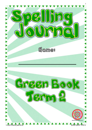 Spelling Journal - Green Book Term 2 - Year 1 (Age 5/6) National Curriculum 2014