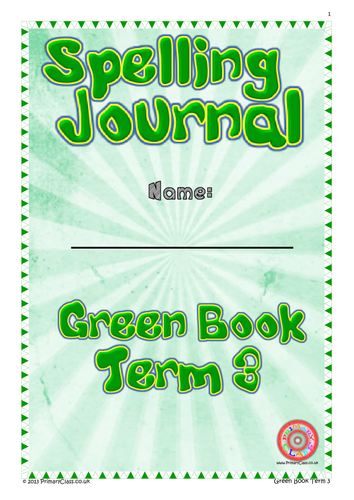 Spelling Journal - Green Book Term 3 - Year 1 (Age 5/6) National Curriculum 2014