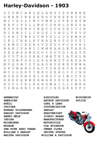 Harley-Davidson Word Search