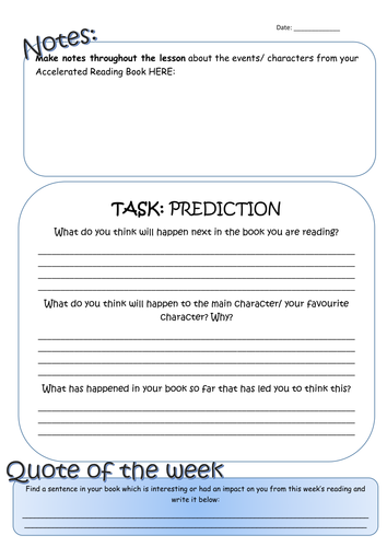 Predictions reading activity | Teaching Resources