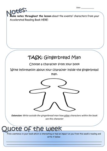 Gingerbread reading activity