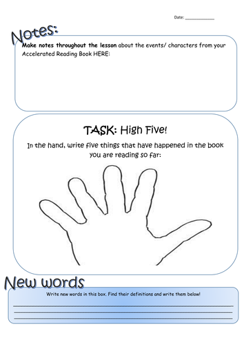 high five reading activity