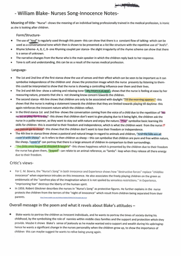 William Blake fully annotated Innocence and Experience study guide