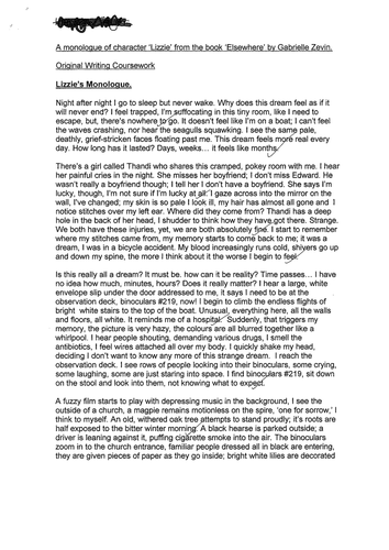 Example GCSE first person monologue