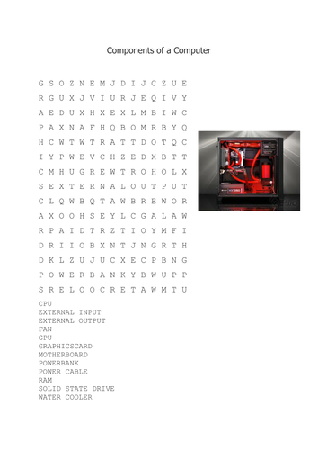 Components of a Computer Wordsearch